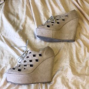 Beige wedges